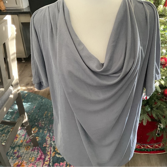 Green Envelope Soft Gray Drape Blouse - Picture 2 of 5